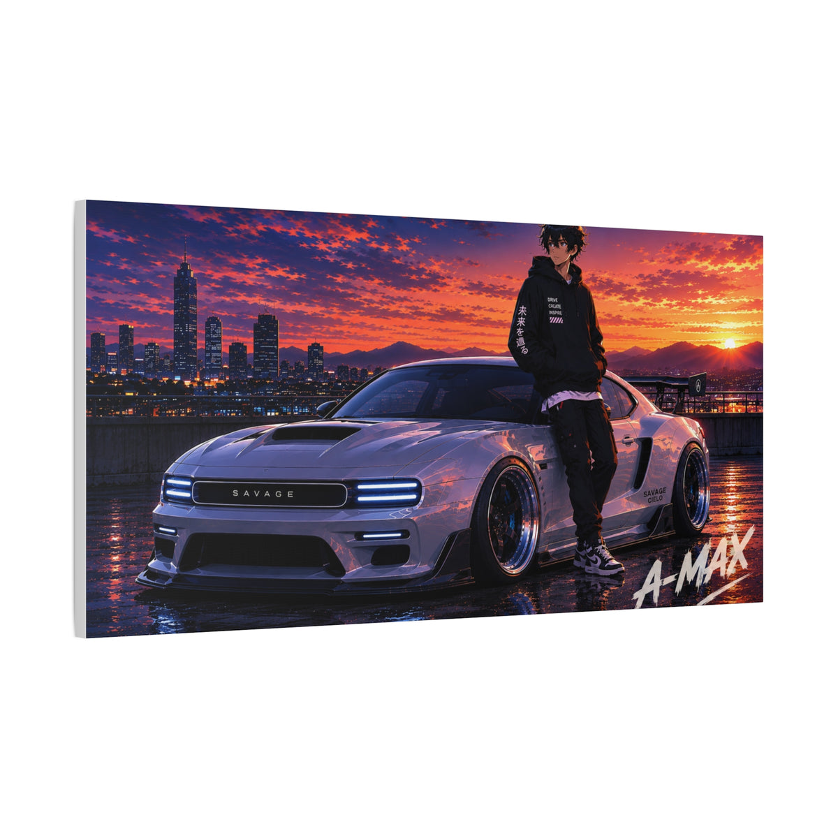Sunset Street Racer — Canvas Art