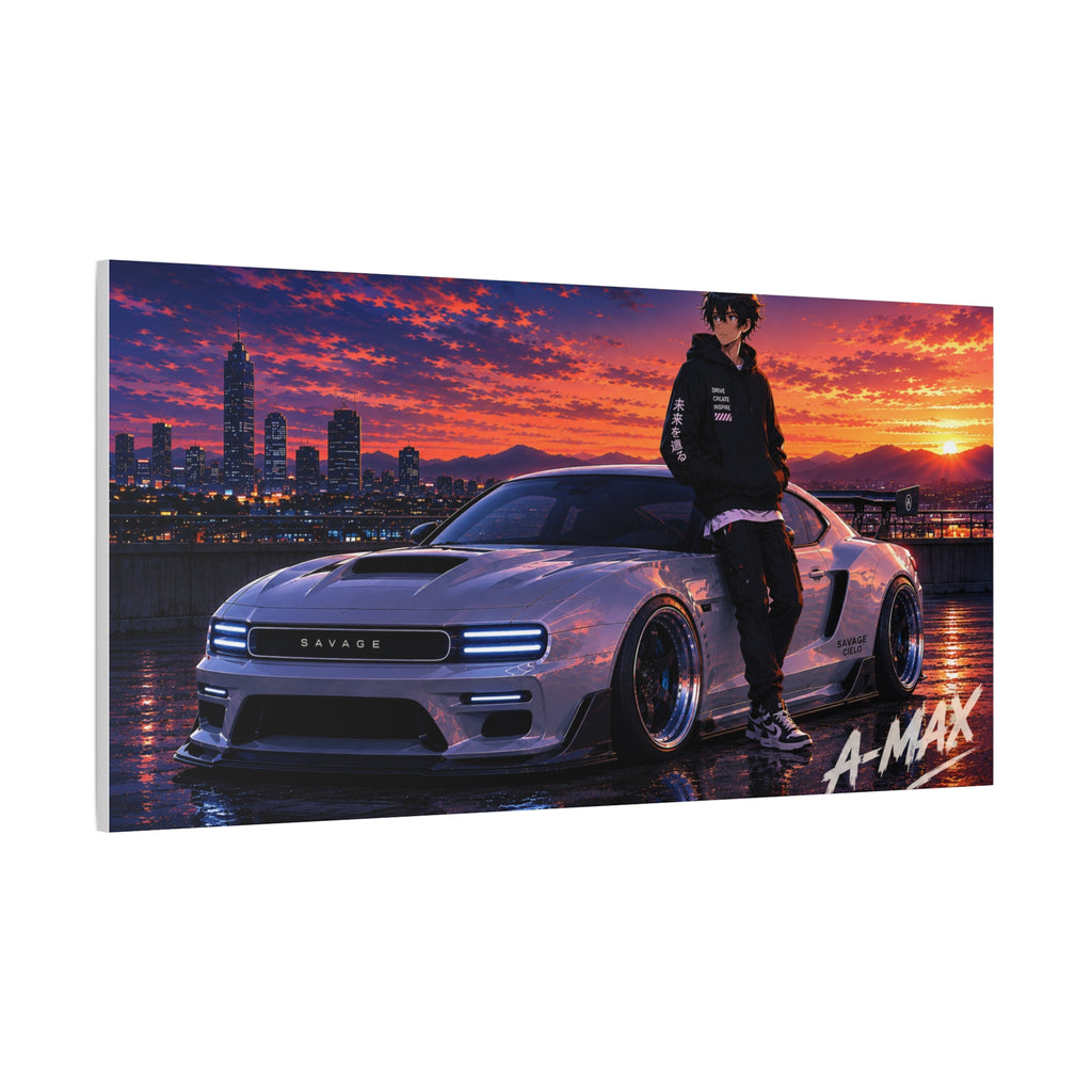 Sunset Street Racer — Canvas Art