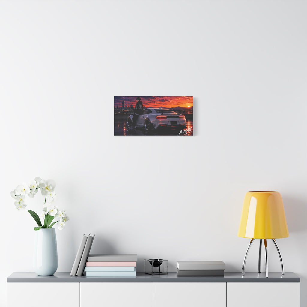 Sunset Skyline Sports Car — Canvas Art