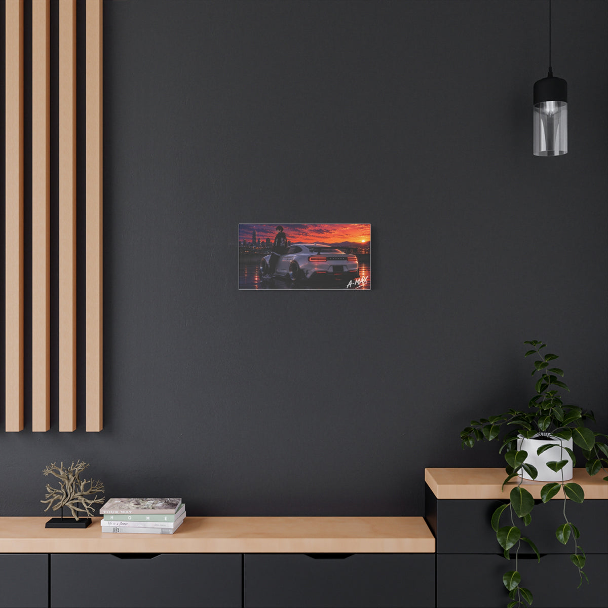 Sunset Skyline Sports Car — Canvas Art