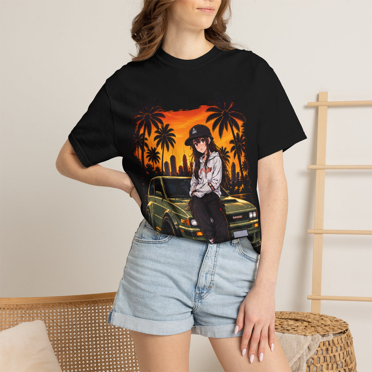 Anime Girl & Car-- Graphic T-Shirt