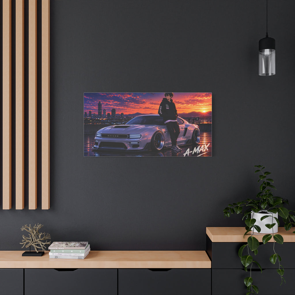 Sunset Street Racer — Canvas Art