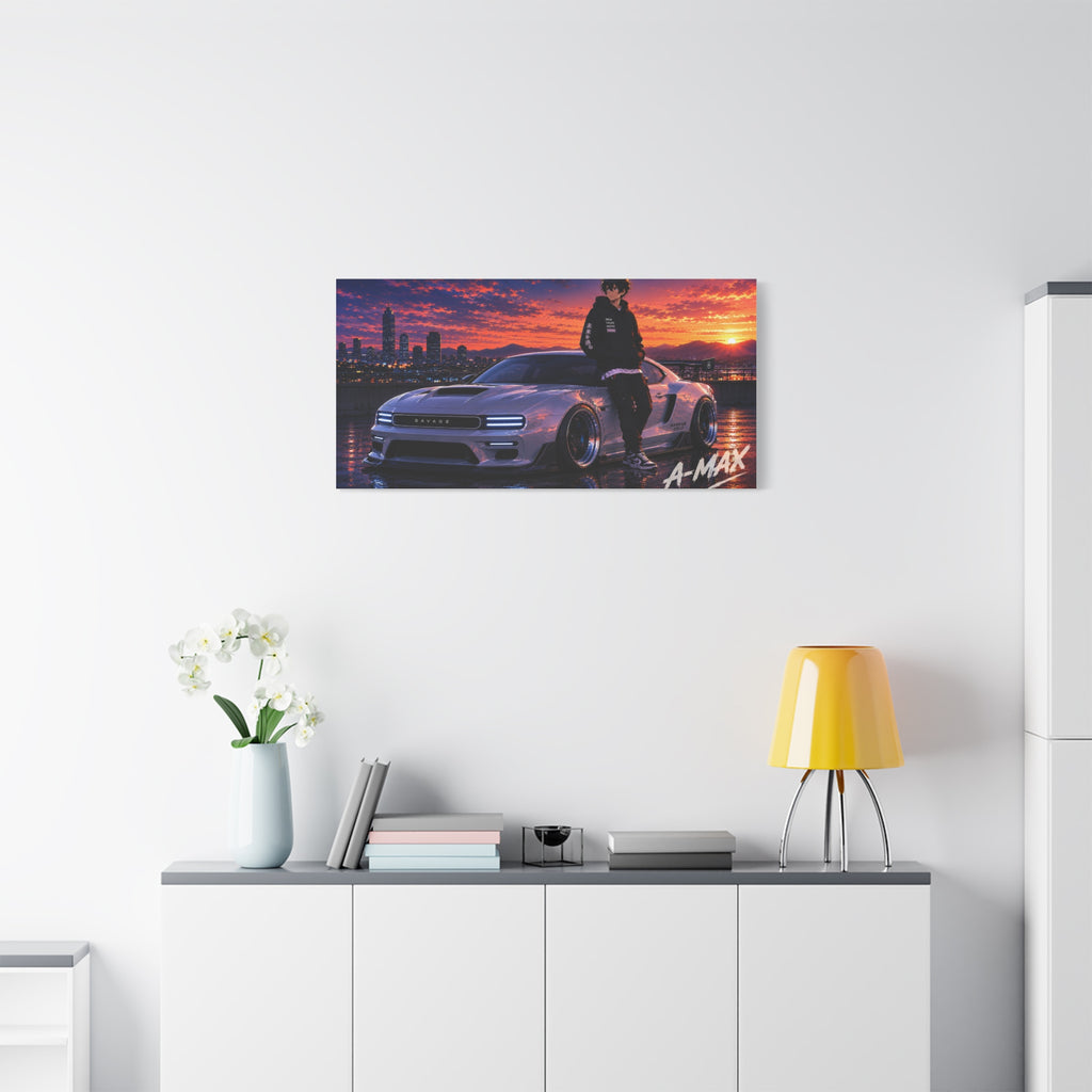 Sunset Street Racer — Canvas Art