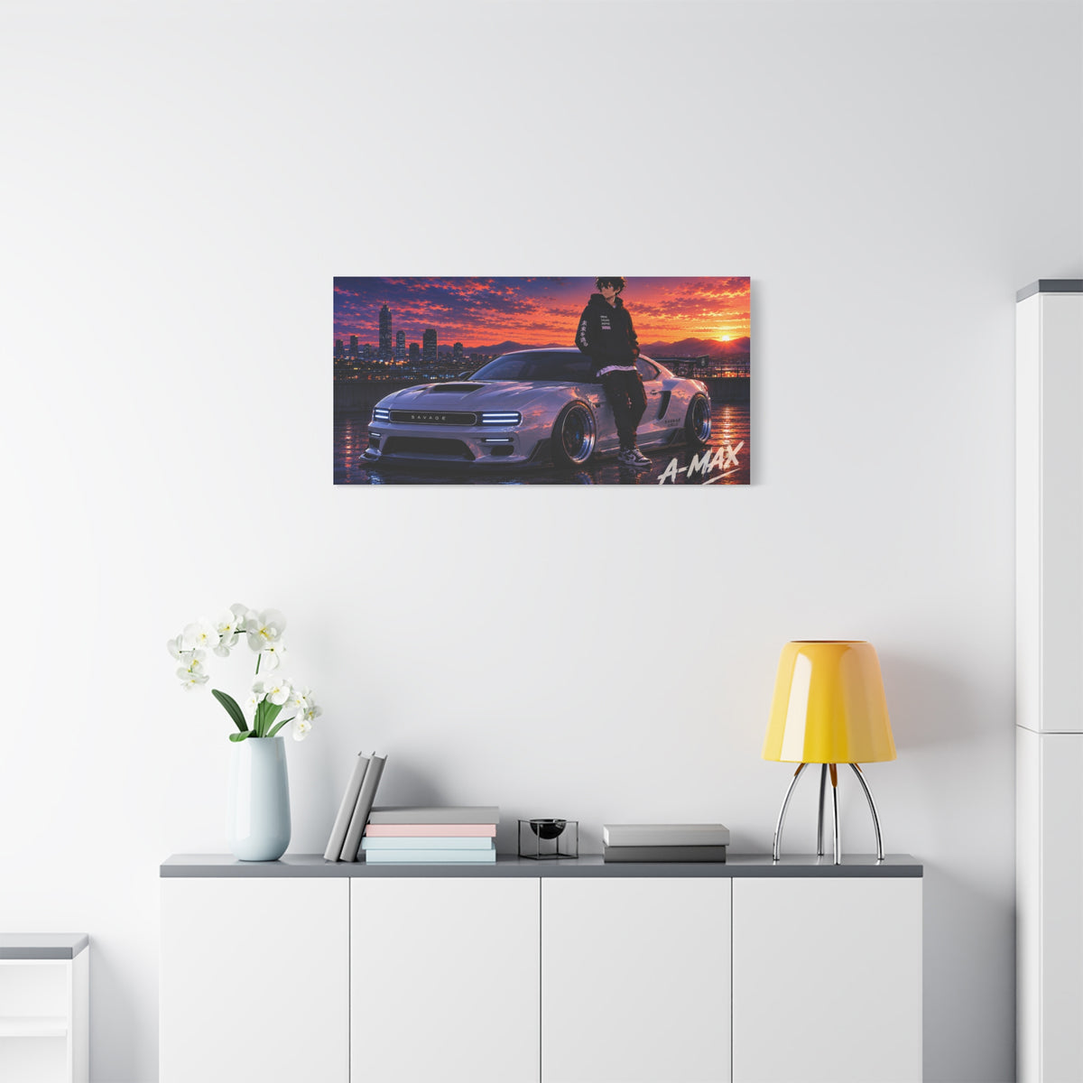 Sunset Street Racer — Canvas Art