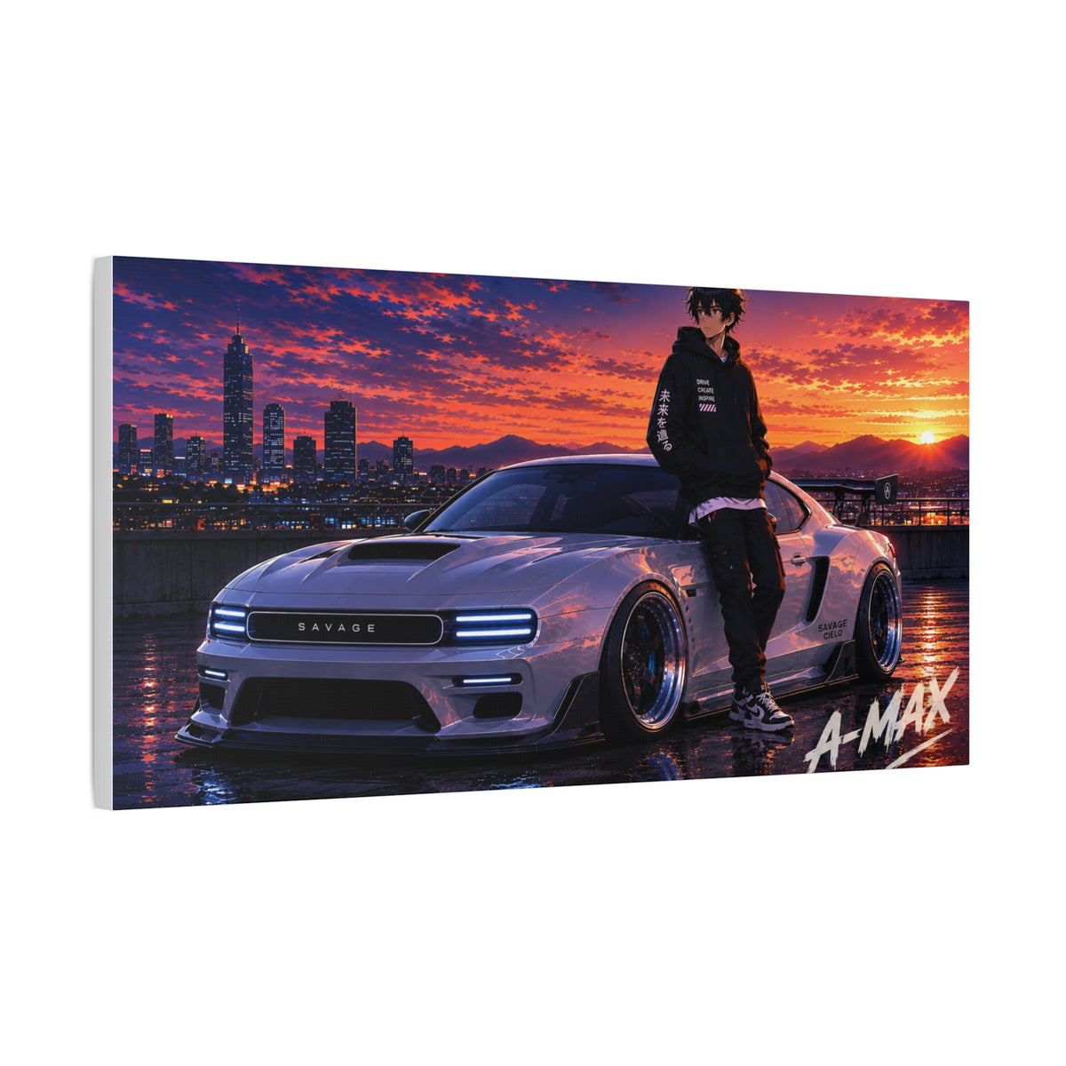 Sunset Street Racer — Canvas Art
