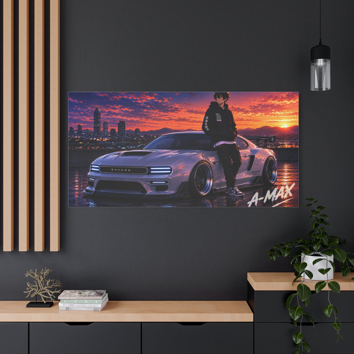 Sunset Street Racer — Canvas Art