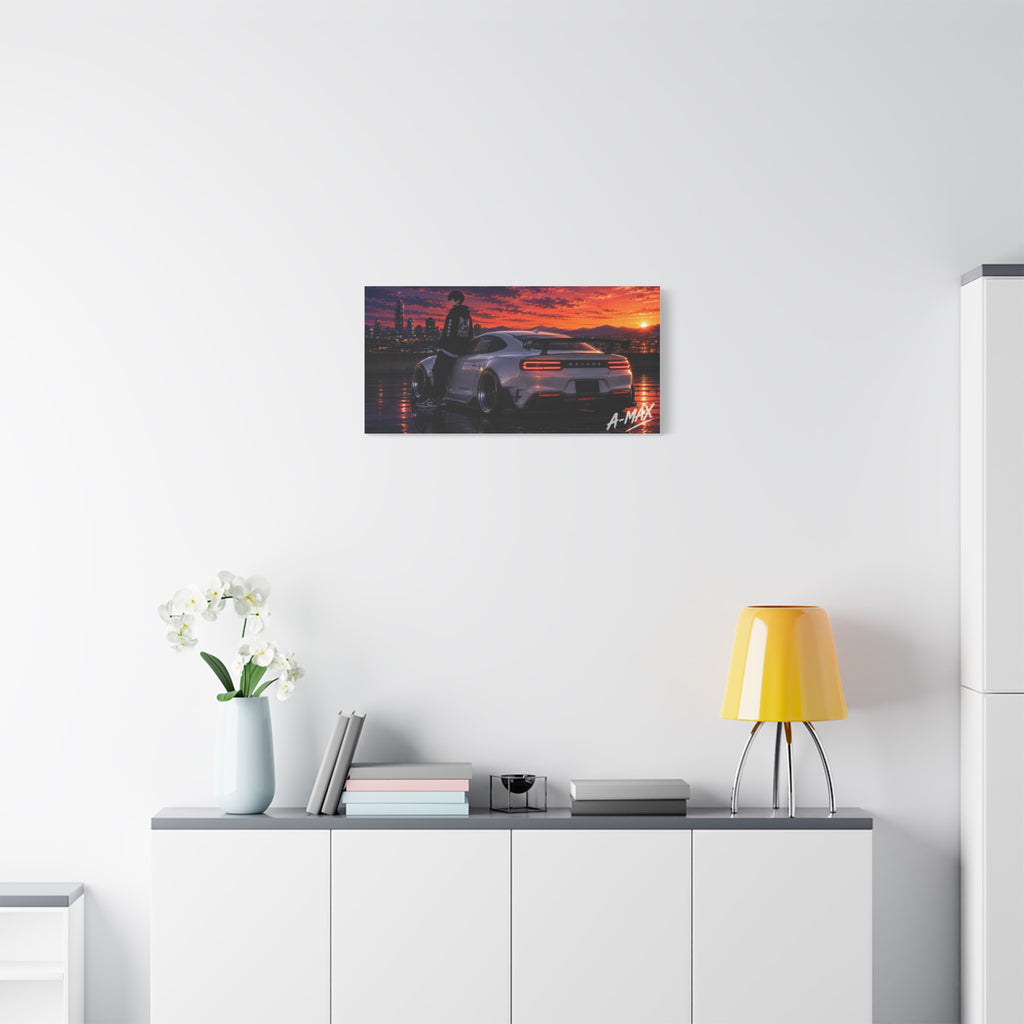 Sunset Skyline Sports Car — Canvas Art
