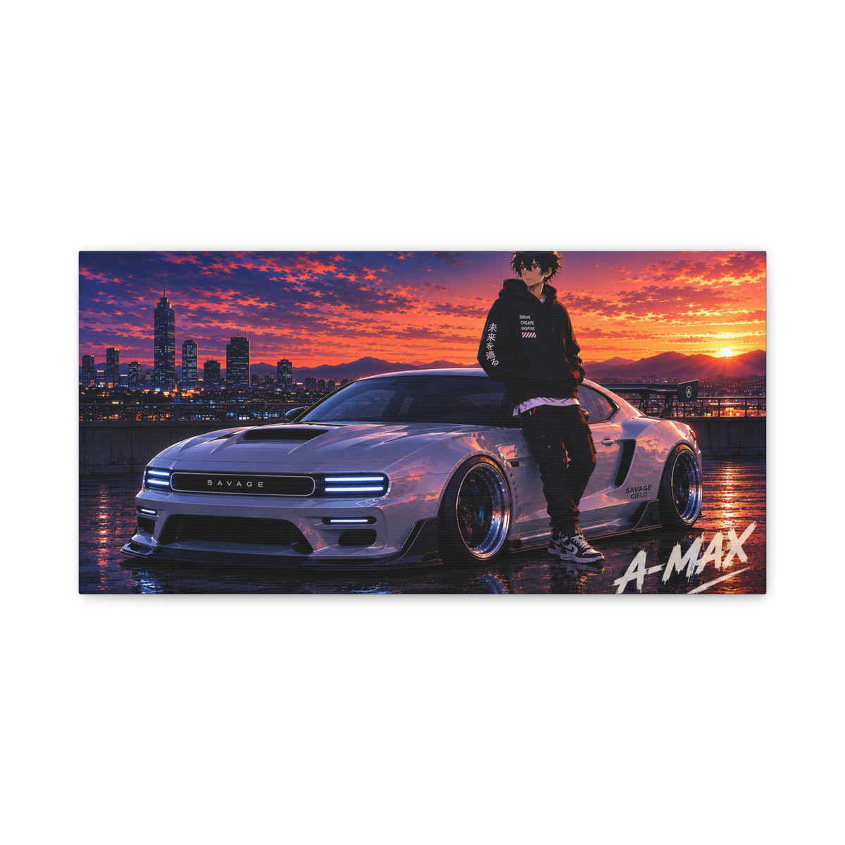 Sunset Street Racer — Canvas Art