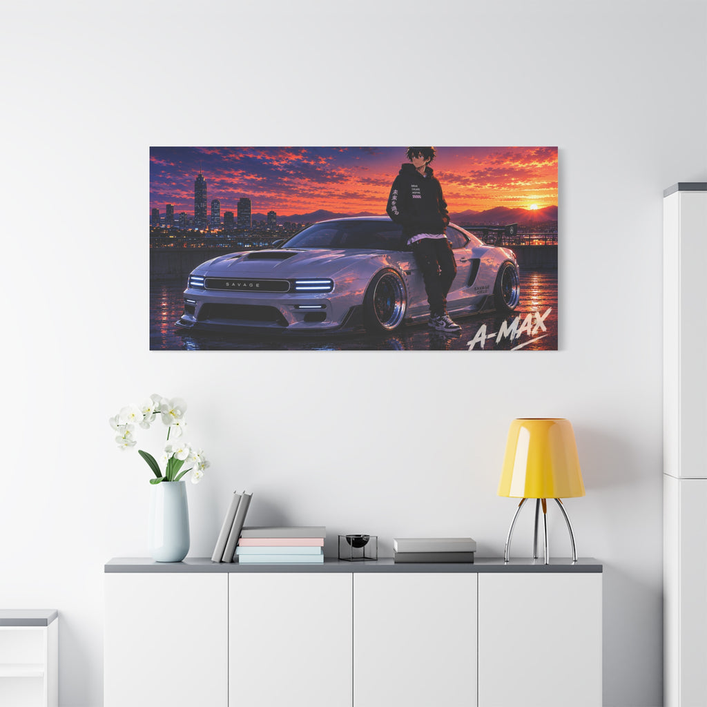 Sunset Street Racer — Canvas Art