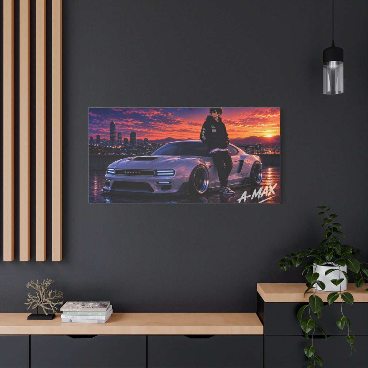 Sunset Street Racer — Canvas Art