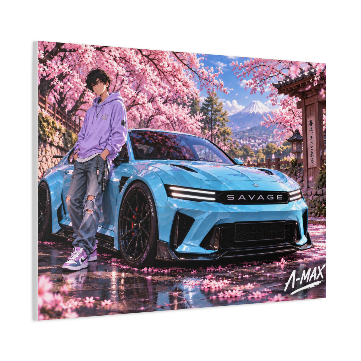 Blue Sports Car--Canvas Print