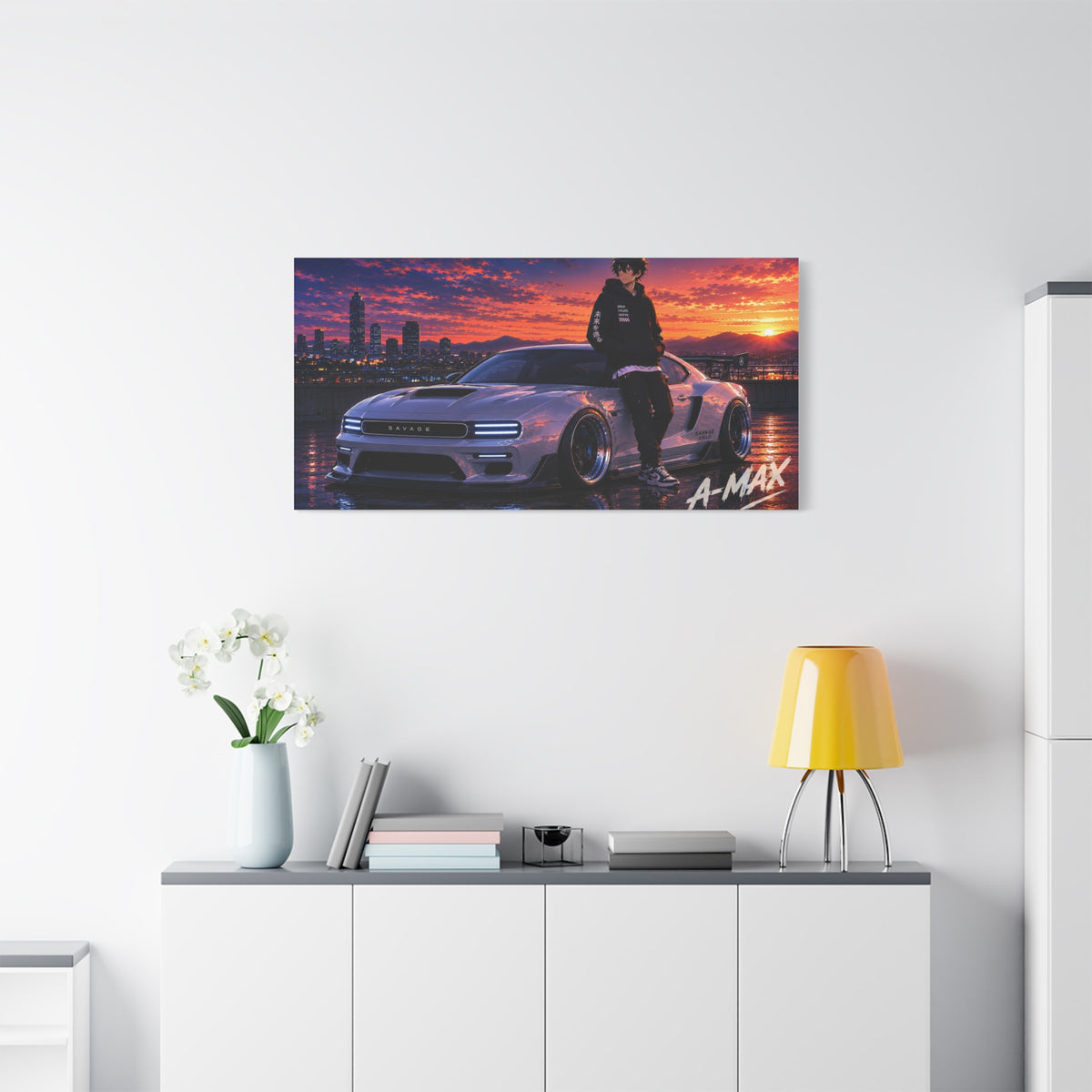 Sunset Street Racer — Canvas Art