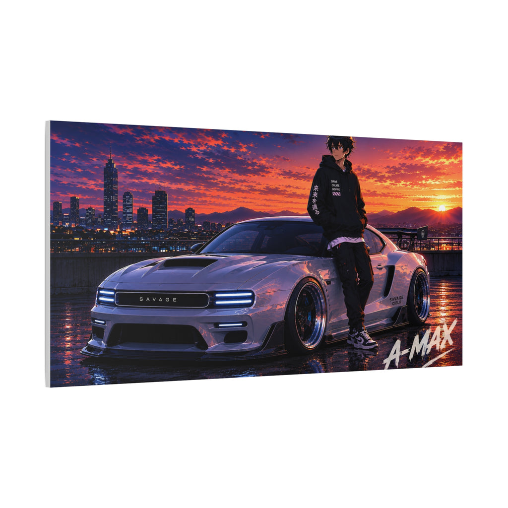 Sunset Street Racer — Canvas Art