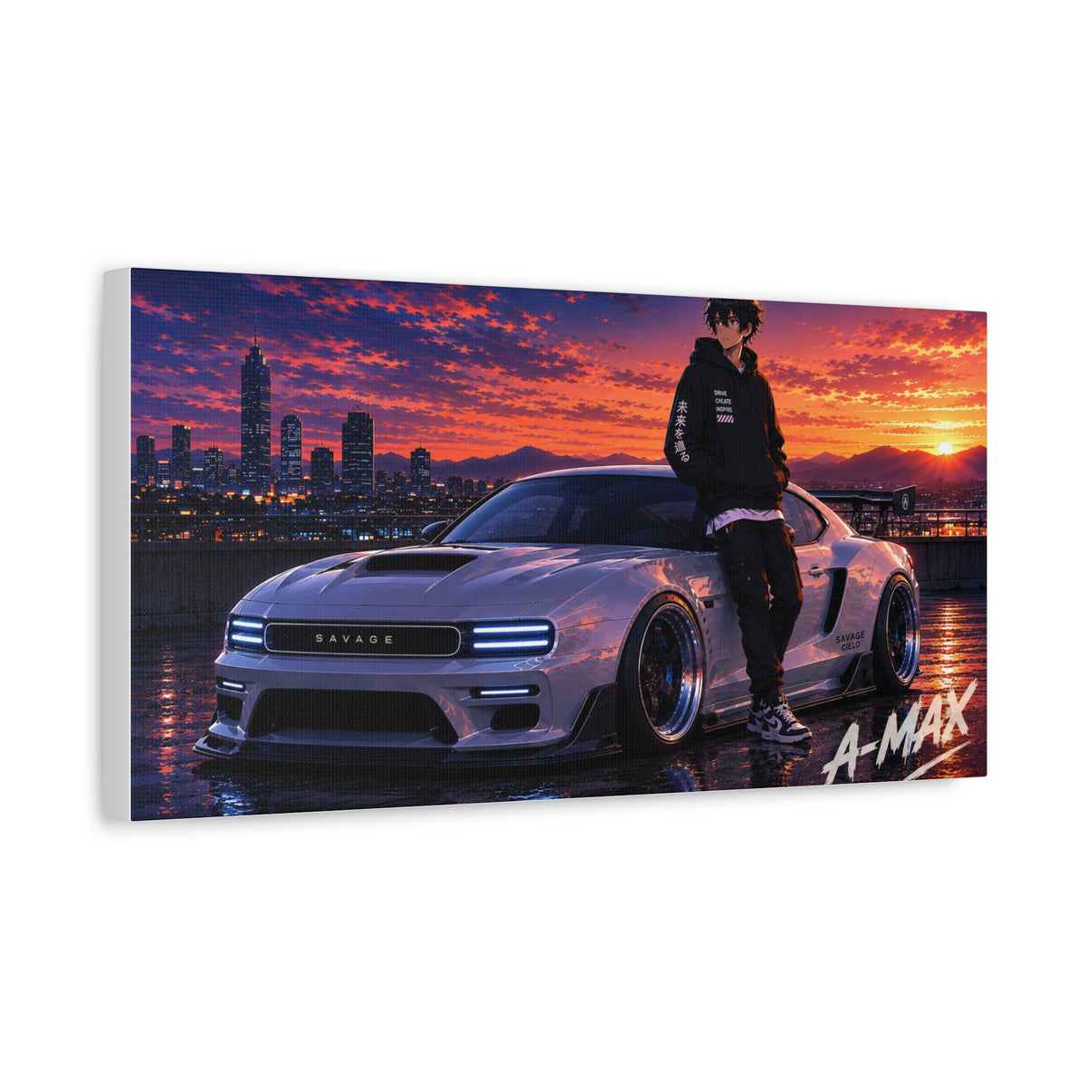 Sunset Street Racer — Canvas Art