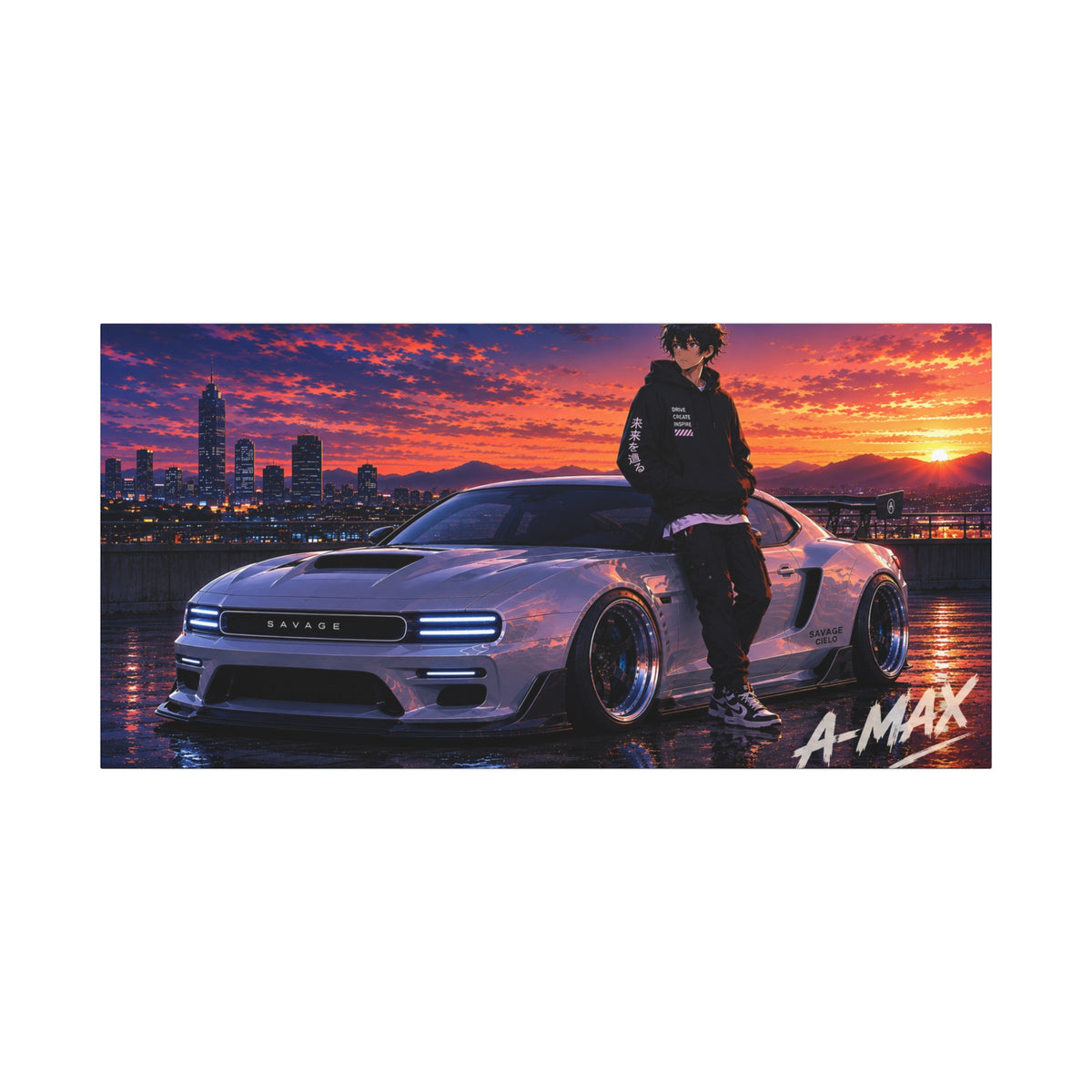 Sunset Street Racer — Canvas Art